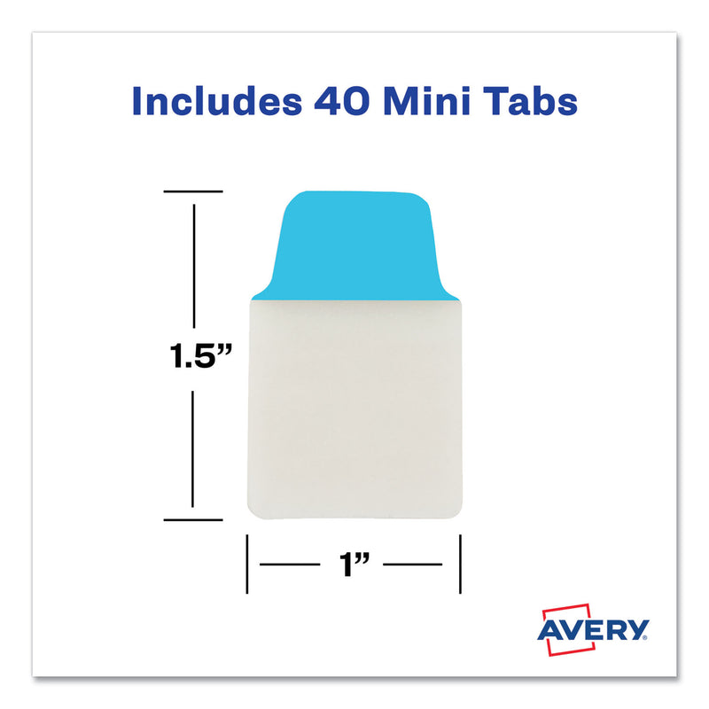 Avery Ultra Tabs Repositionable Tabs, Mini Tabs: 1" x 1.5", 1/5-Cut, Assorted Colors, 40/Pack