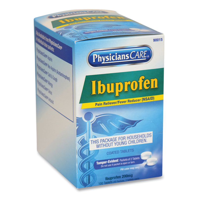 PhysiciansCare Ibuprofen Medication, Two-Pack, 50 Packs/Box