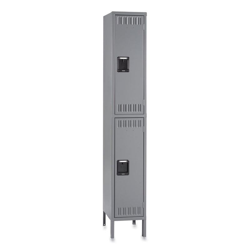 Tennsco Double Tier Locker with Legs, Single Stack, 12w x 18d x 78h, Medium Gray