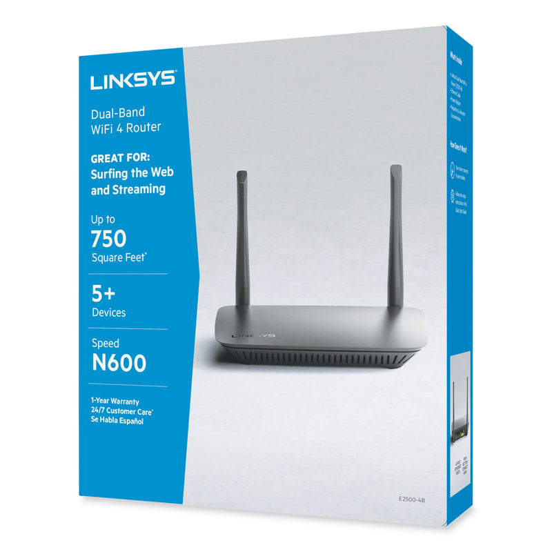 LINKSYS N600 Wireless Router, 5 Ports, Dual-Band 2.4 GHz/5 GHz