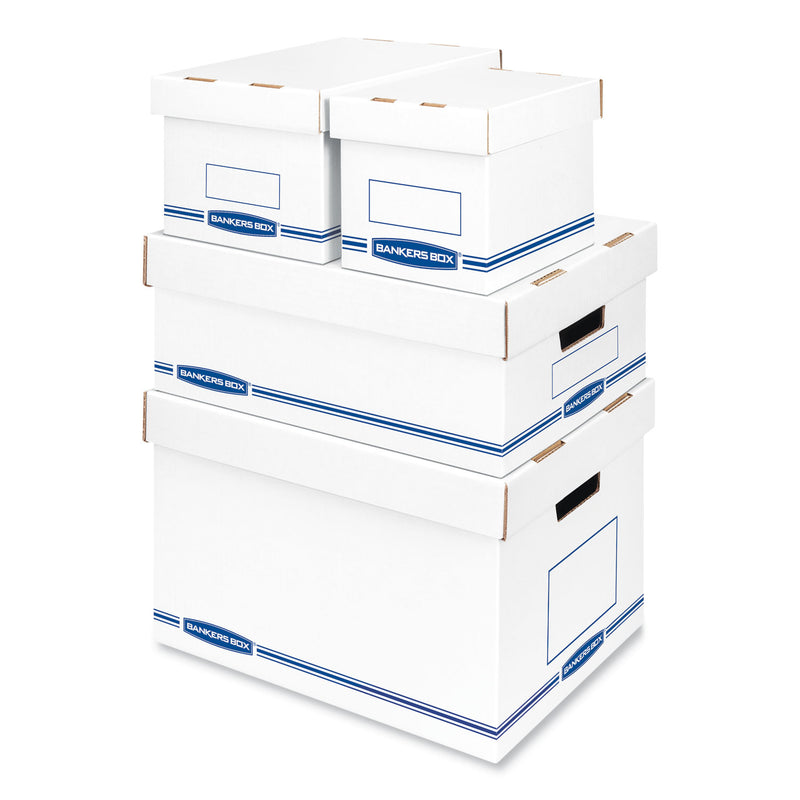 Bankers Box Organizer Storage Boxes, X-Large, 12.75" x 16.5" x 10.5", White/Blue, 12/Carton