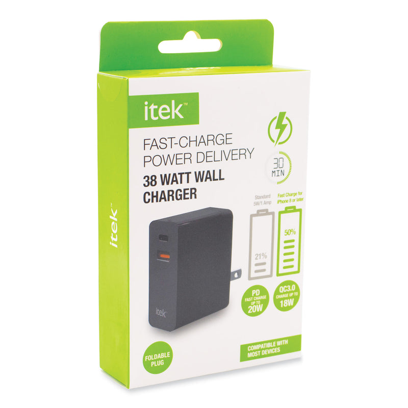 Itek Wall Charger, 38 W, USB-C, Black