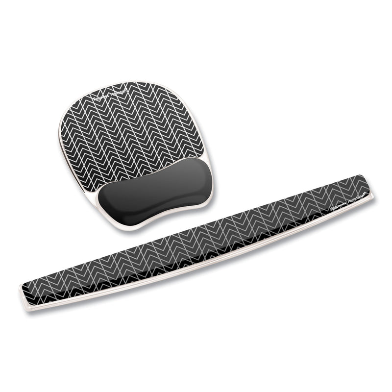 Fellowes Photo Gel Mouse Pad with Wrist Rest with Microban Protection, 7.87 x 9.25, Chevron Design