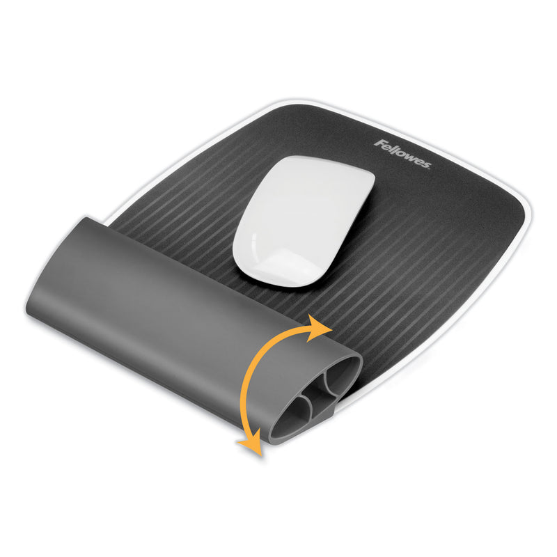 Fellowes I-Spire Wrist Rocker Mouse Pad with Wrist Rest, 7.81 x 10, Gray