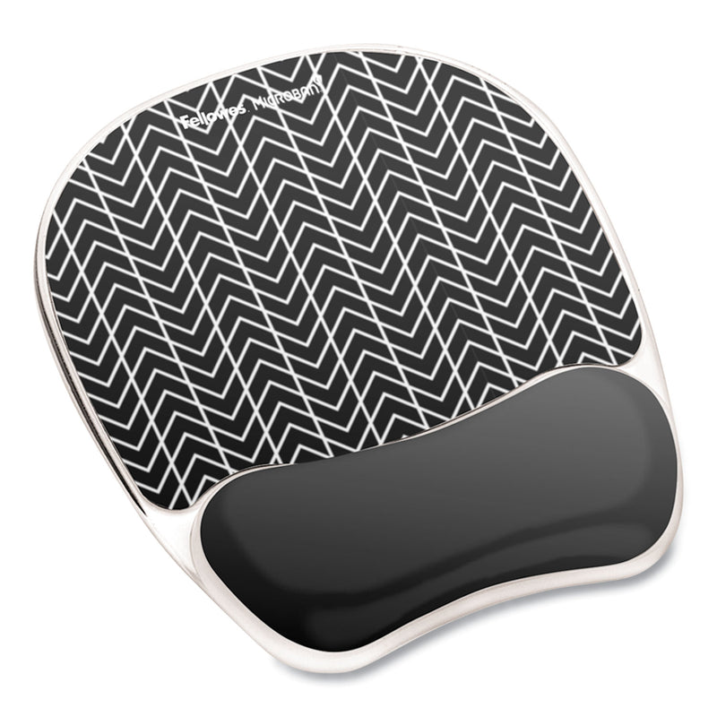 Fellowes Photo Gel Mouse Pad with Wrist Rest with Microban Protection, 7.87 x 9.25, Chevron Design