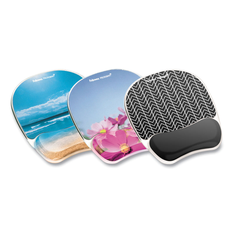 Fellowes Photo Gel Mouse Pad with Wrist Rest with Microban Protection, 7.87 x 9.25, Sandy Beach Design