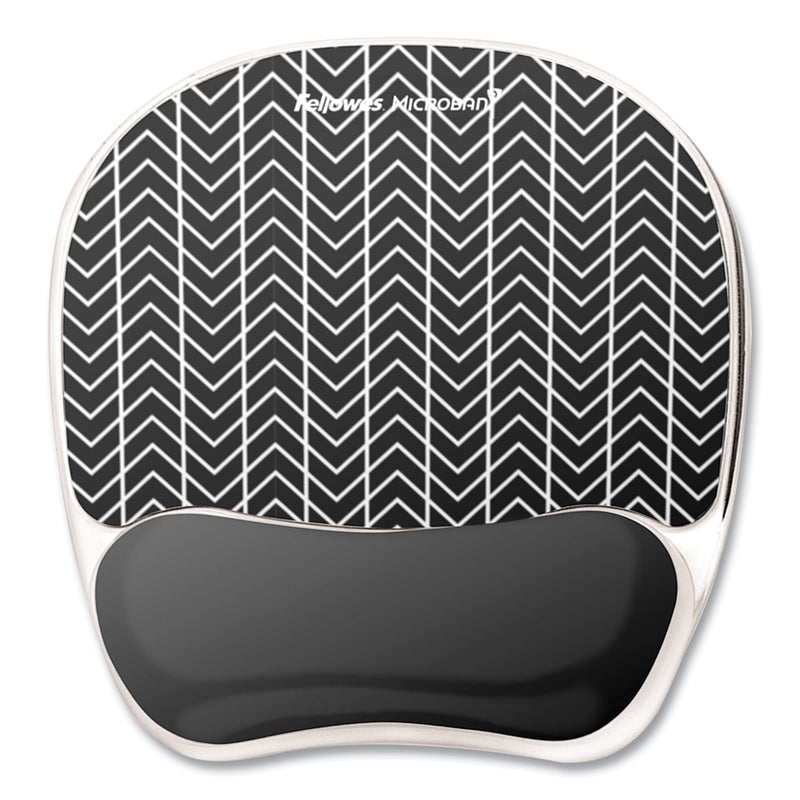 Fellowes Photo Gel Mouse Pad with Wrist Rest with Microban Protection, 7.87 x 9.25, Chevron Design