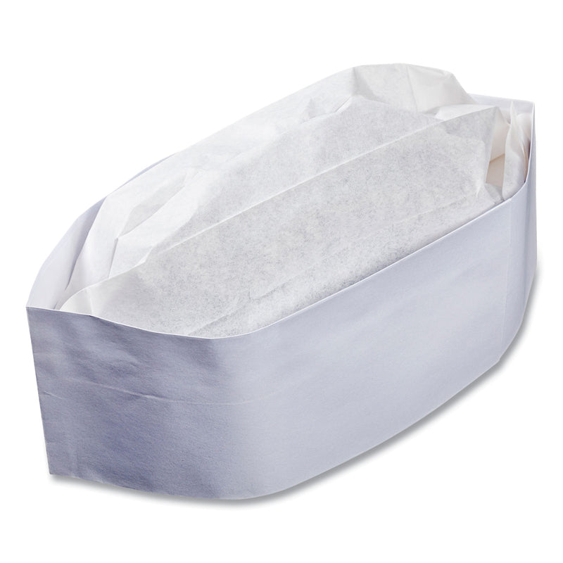 AmerCareRoyal Classy Cap, Crepe Paper, Adjustable, One Size Fits All, White, 100 Caps/Pack, 10 Packs/Carton