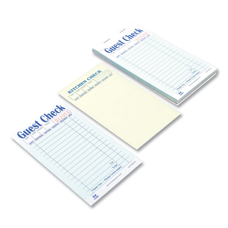 AmerCareRoyal Guest Check Book, Two-Part Carbonless, 3.6 x 6.7, 1/Page, 50/Book, 50 Books/Carton