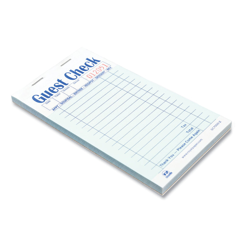 AmerCareRoyal Guest Check Book, Two-Part Carbonless, 3.6 x 6.7, 1/Page, 50/Book, 50 Books/Carton