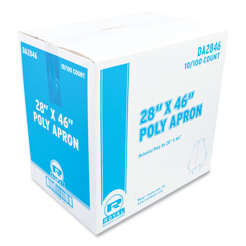 AmerCareRoyal Poly Apron, 28 x 46,  One Size Fits All, White, 100/Pack, 10 Packs/Carton