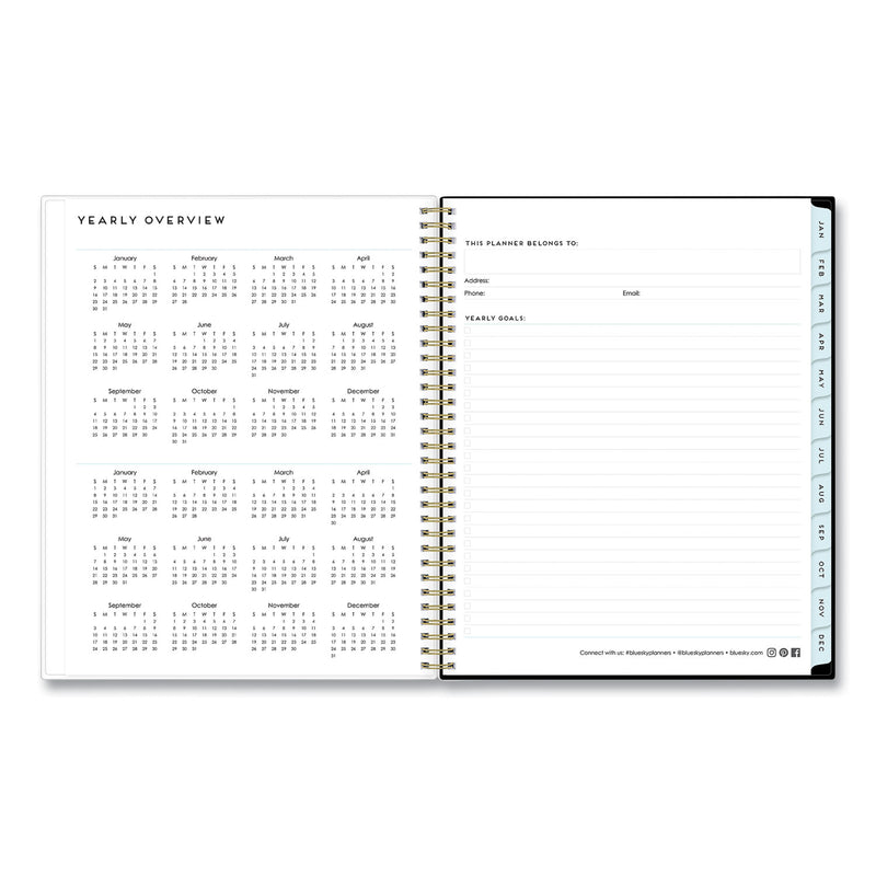 Blue Sky Baccara Dark Create-Your-Own Cover Weekly/Monthly Planner, Floral, 11 x 8.5, Gray/Black/Gold Cover, 12-Month (Jan-Dec): 2023