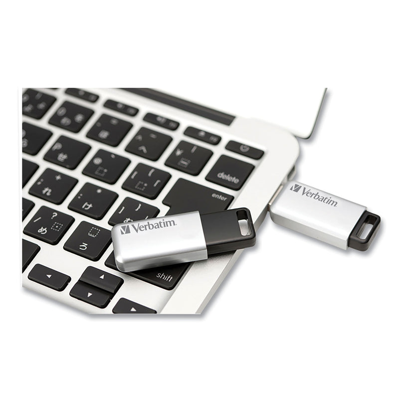 Verbatim Store 'n' Go Secure Pro USB Flash Drive with AES 256 Encryption, 128 GB, Silver