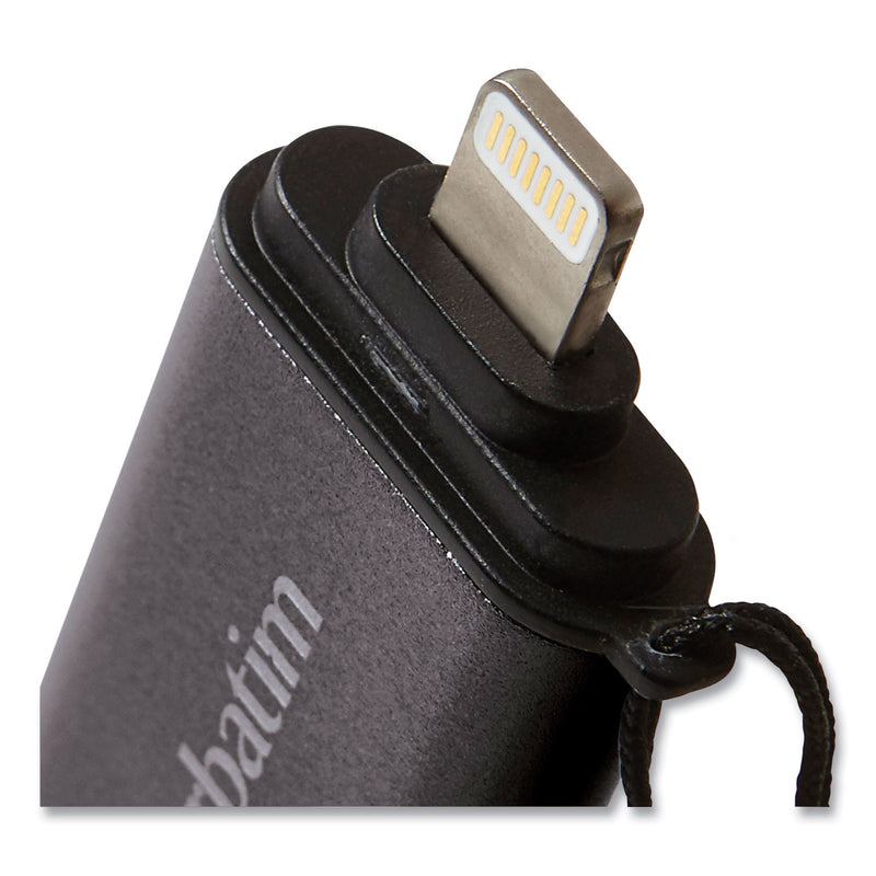 Verbatim Store 'n' Go Dual USB 3.0 Flash Drive for Apple Lightning Devices, 32 GB, Graphite