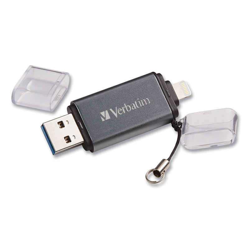 Verbatim Store 'n' Go Dual USB 3.0 Flash Drive for Apple Lightning Devices, 32 GB, Graphite