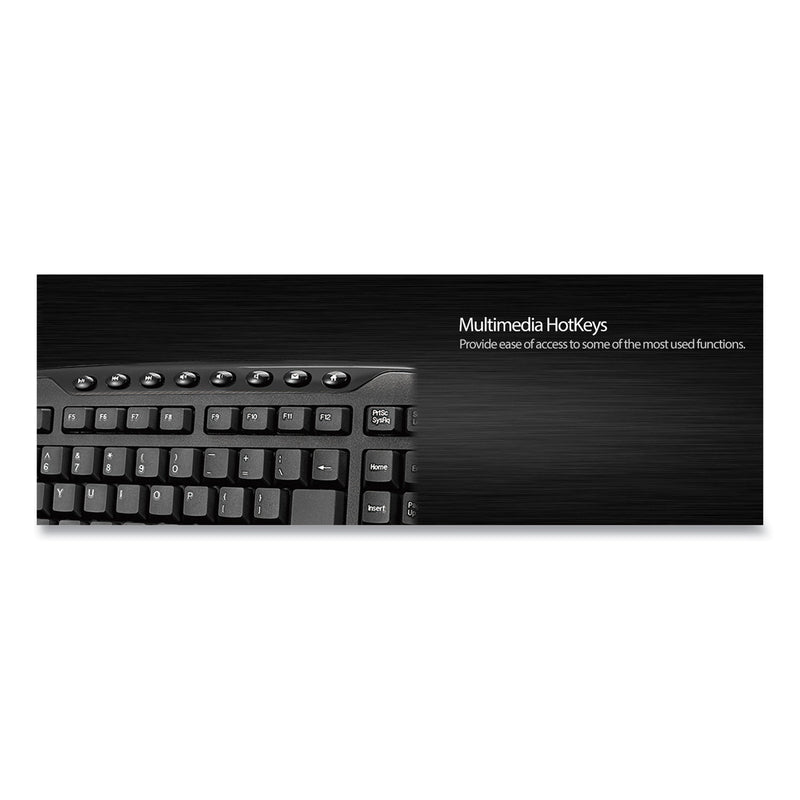 Adesso WKB1330CB Wireless Desktop Keyboard and Mouse Combo, 2.4 GHz Frequency/30 ft Wireless Range, Black