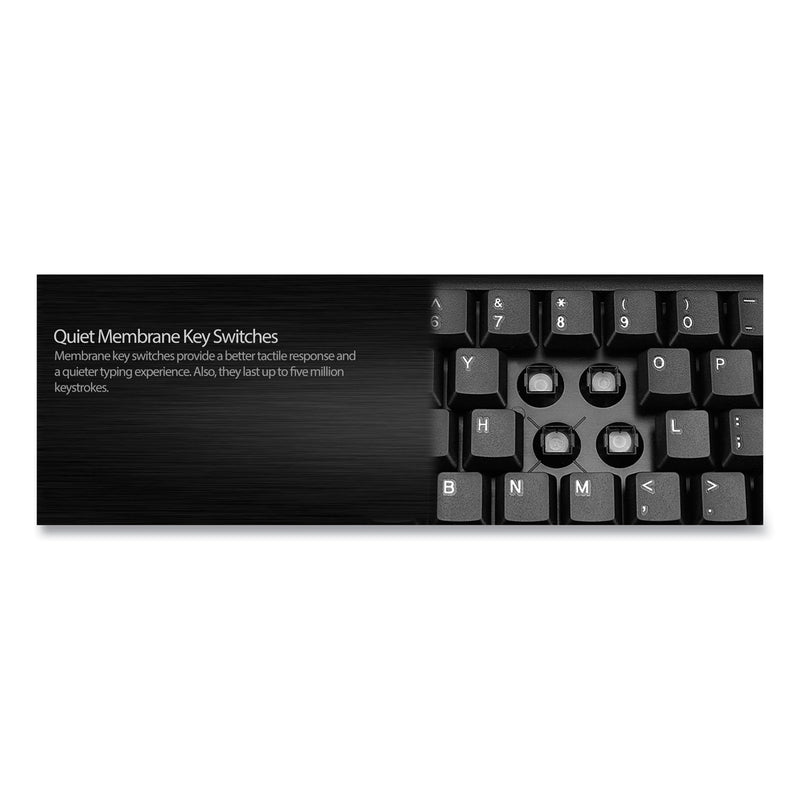 Adesso WKB1330CB Wireless Desktop Keyboard and Mouse Combo, 2.4 GHz Frequency/30 ft Wireless Range, Black