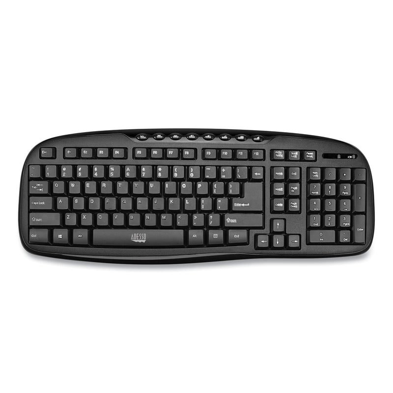 Adesso WKB1330CB Wireless Desktop Keyboard and Mouse Combo, 2.4 GHz Frequency/30 ft Wireless Range, Black