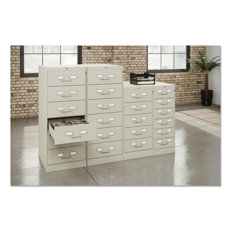 Tennsco Seven-Drawer Multimedia/Card File Cabinet, Black, 19.13" x 28.5" x 52"