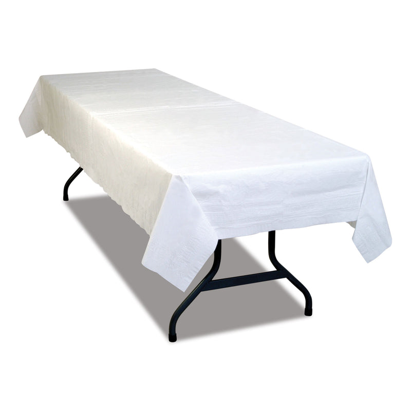 Tablemate Table Set Poly Tissue Table Cover, 54" x 108", White, 6/Pack