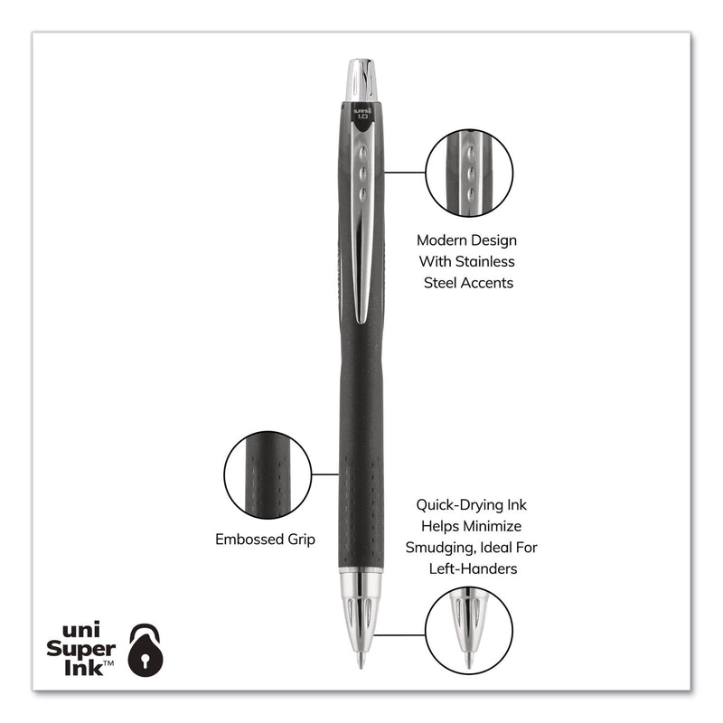 uniball Jetstream Retractable Ballpoint Pen, Bold 1 mm, Black Ink, Black Barrel