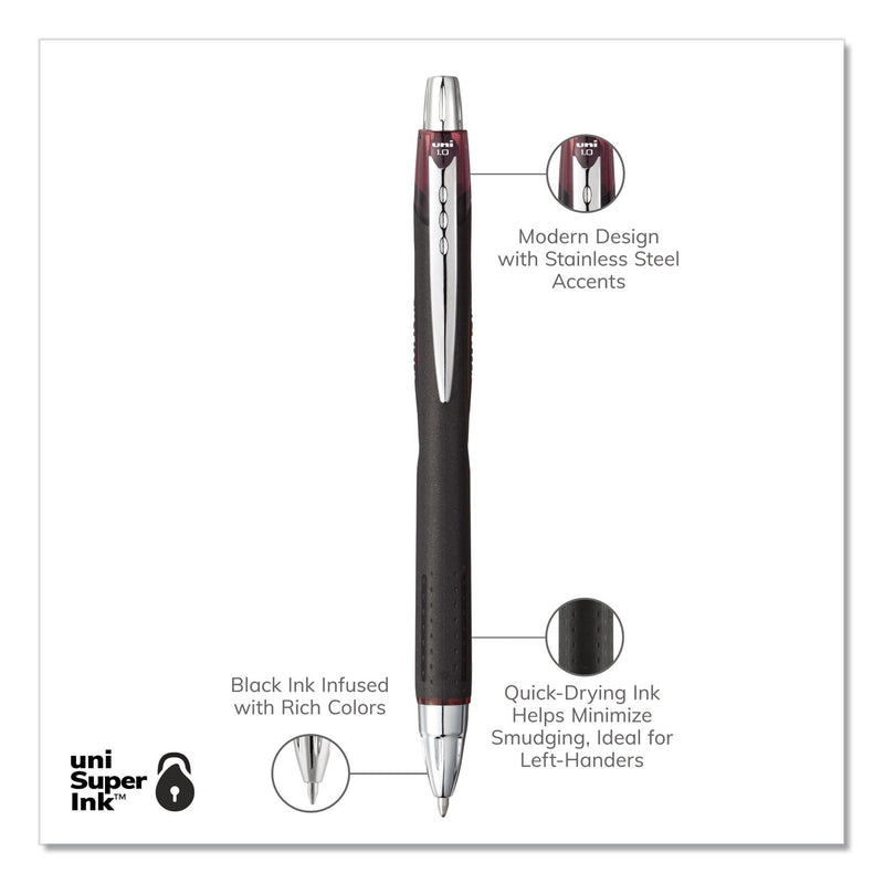 uniball Jetstream Retractable Ballpoint Pen, 1 mm, Assorted Ink, Black Barrel, 5/Pack