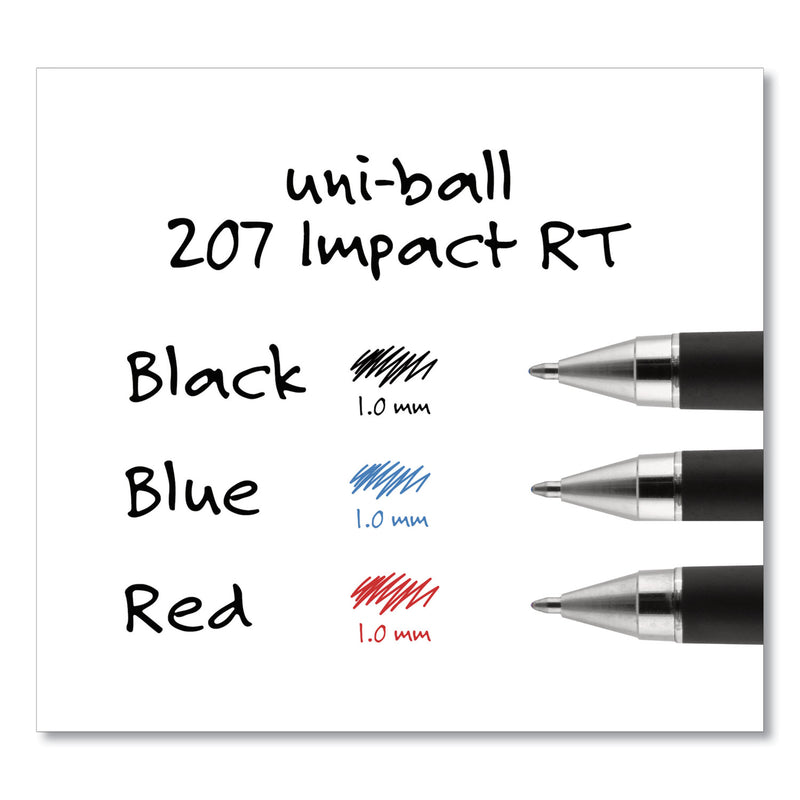 uniball 207 Impact Gel Pen, Retractable, Bold 1 mm, Blue Ink, Black/Blue Barrel