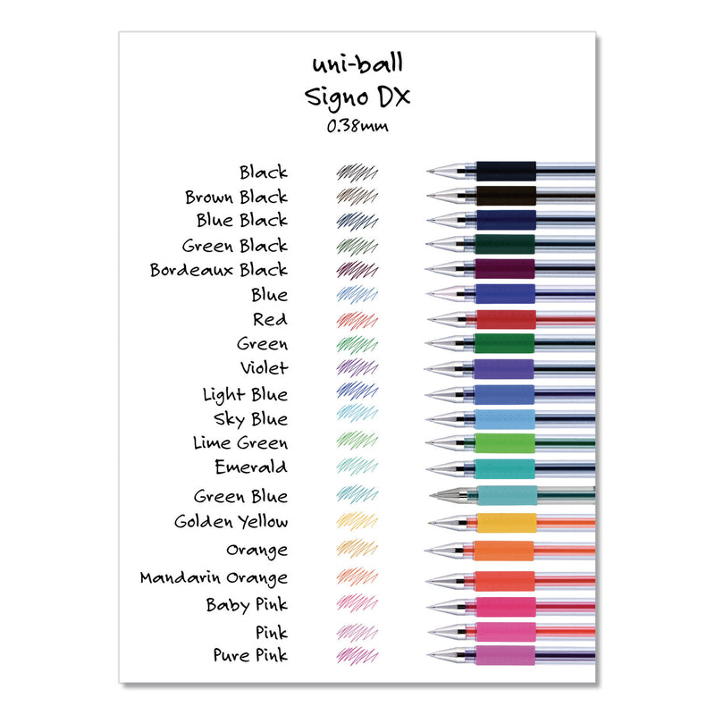 uniball Gel Pen, Stick, Micro 0.38 mm, Assorted Ink Colors, Clear Barrel, 8/Pack