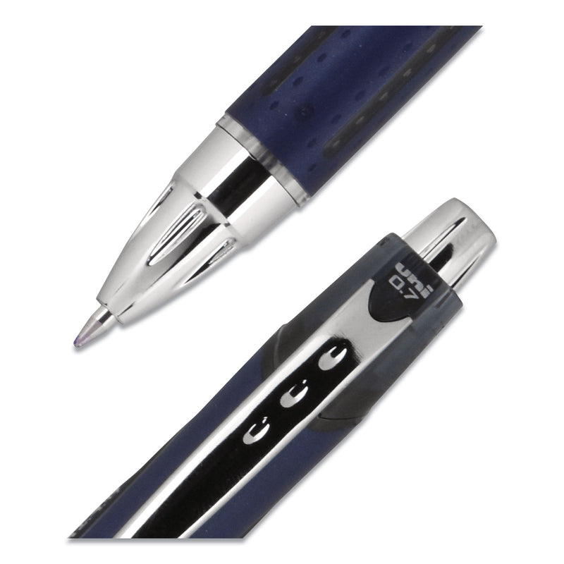 uniball Jetstream Retractable Ballpoint Pen, Fine 0.7 mm, Black Ink, Blue Barrel