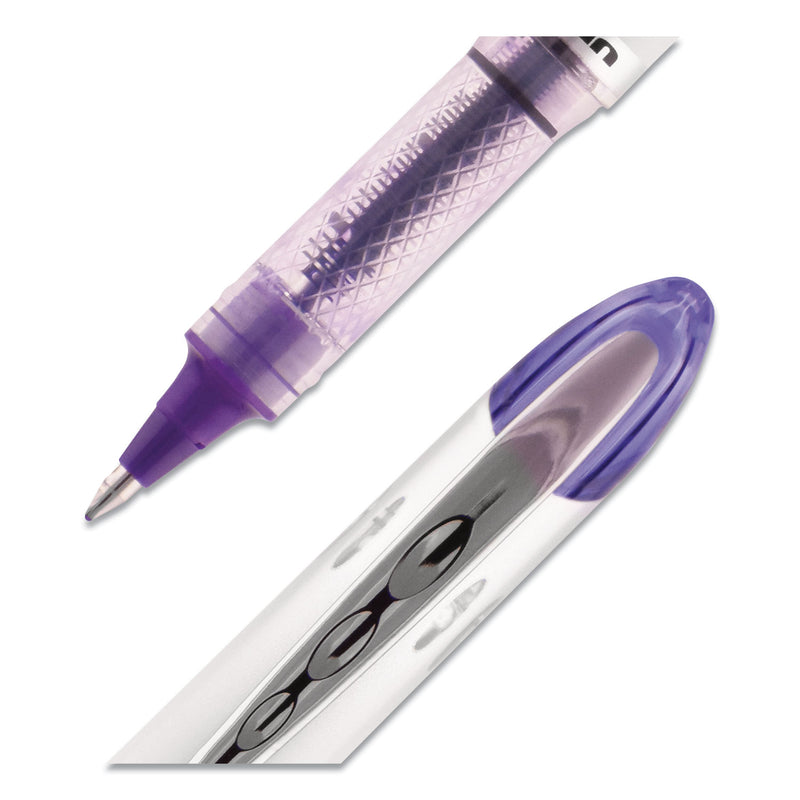 uniball VISION ELITE Roller Ball Pen, Stick, Bold 0.8 mm, Purple Ink, White/Purple Barrel