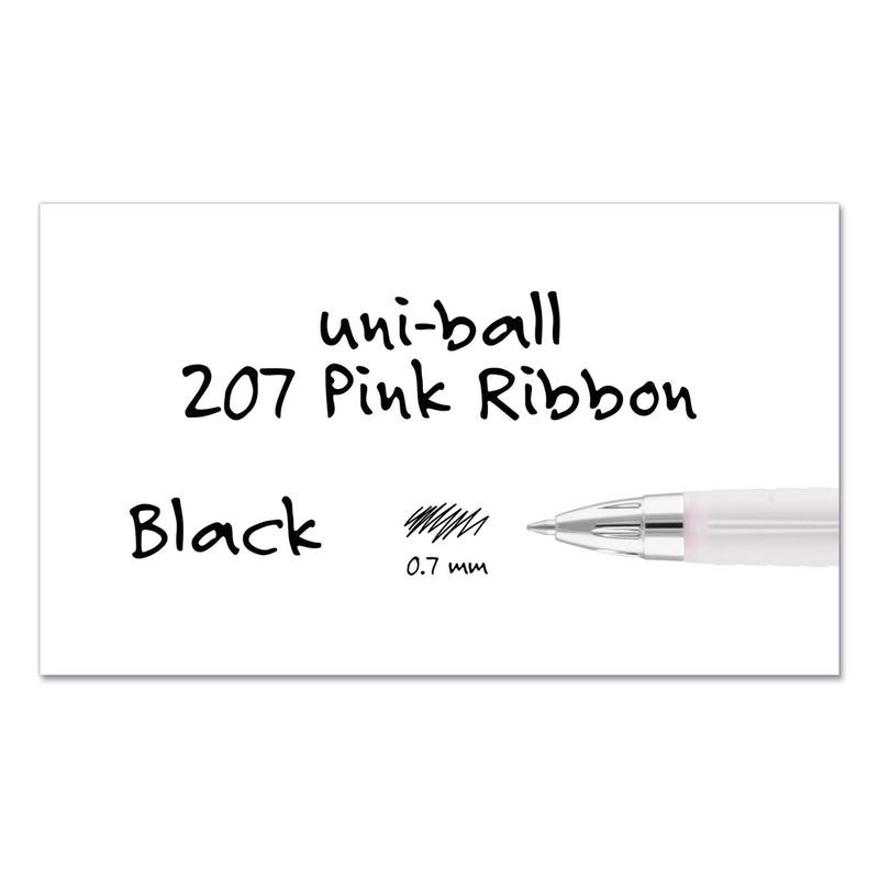 uniball Signo 207 Gel Pen, Retractable, Medium 0.7 mm, Black Ink, Pink Barrel, 2/Pack