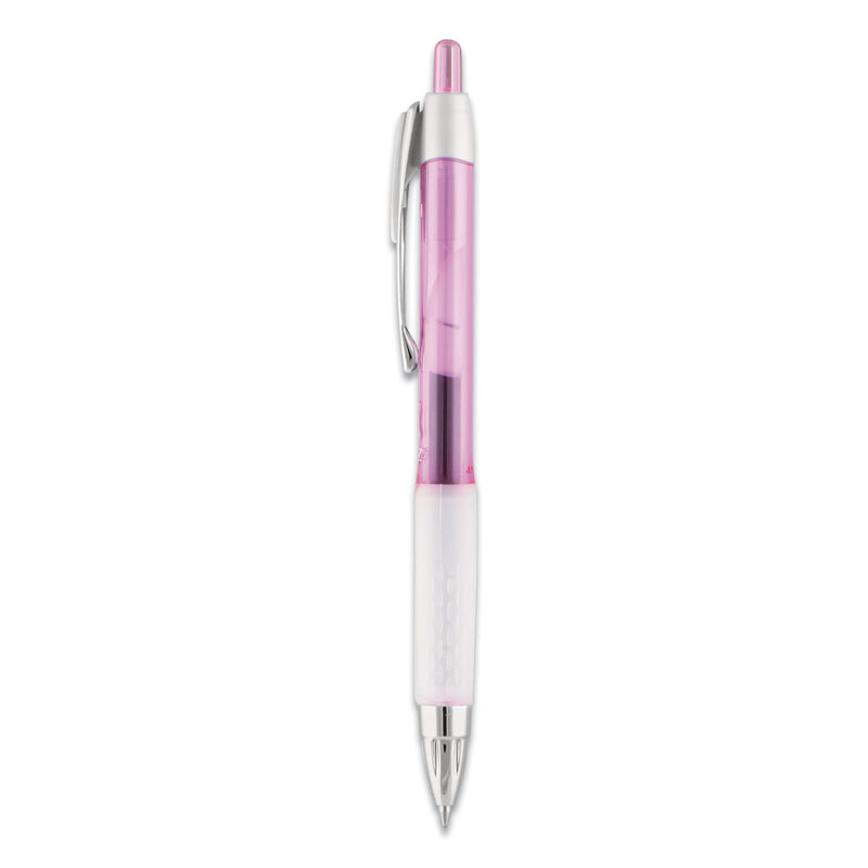 uniball Signo 207 Gel Pen, Retractable, Medium 0.7 mm, Black Ink, Pink Barrel, 2/Pack