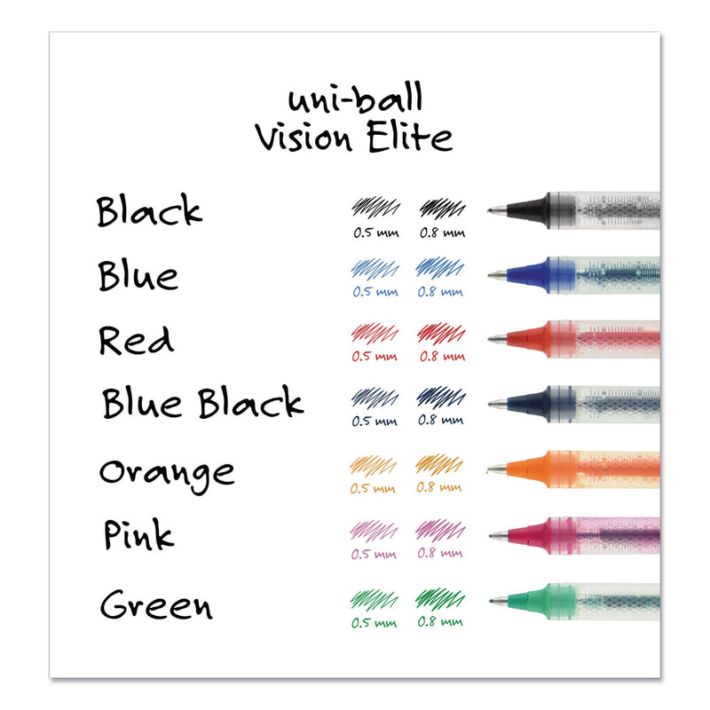 uniball VISION ELITE Roller Ball Pen, Stick, Extra-Fine 0.5 mm, Blue Ink, Blue Barrel