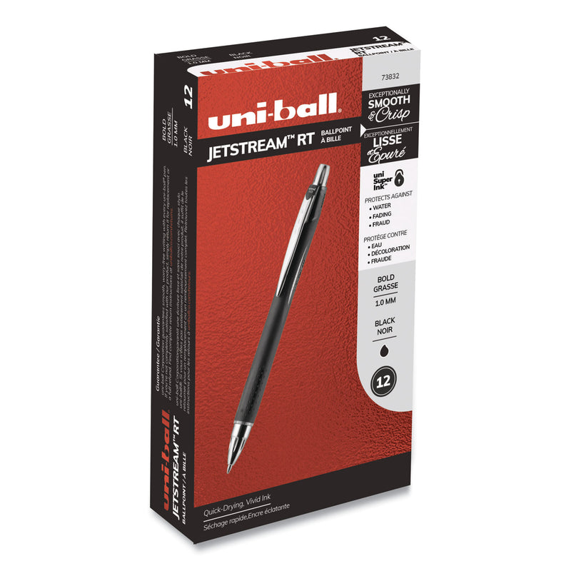 uniball Jetstream Retractable Ballpoint Pen, Bold 1 mm, Black Ink, Black Barrel