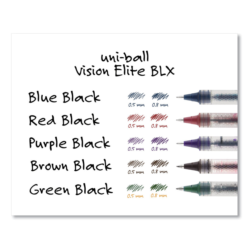 uniball VISION ELITE Roller Ball Pen, Stick, Bold 0.8 mm, Blue-Black Ink, White/Blue Barrel