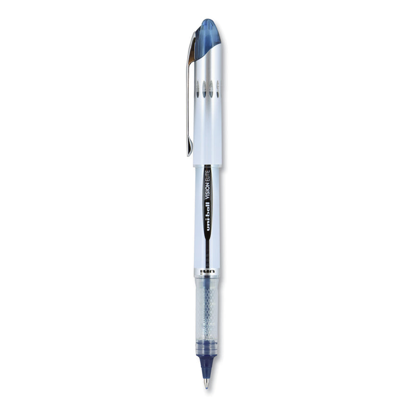 uniball VISION ELITE Roller Ball Pen, Stick, Bold 0.8 mm, Blue-Black Ink, White/Blue Barrel