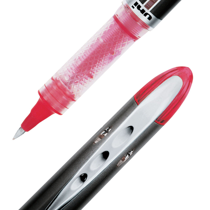 uniball VISION ELITE Roller Ball Pen, Stick, Extra-Fine 0.5 mm, Red Ink, Black/Red Barrel