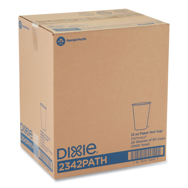 Dixie Pathways Paper Hot Cups, 12 oz, 50 Sleeve, 20 Sleeves/Carton