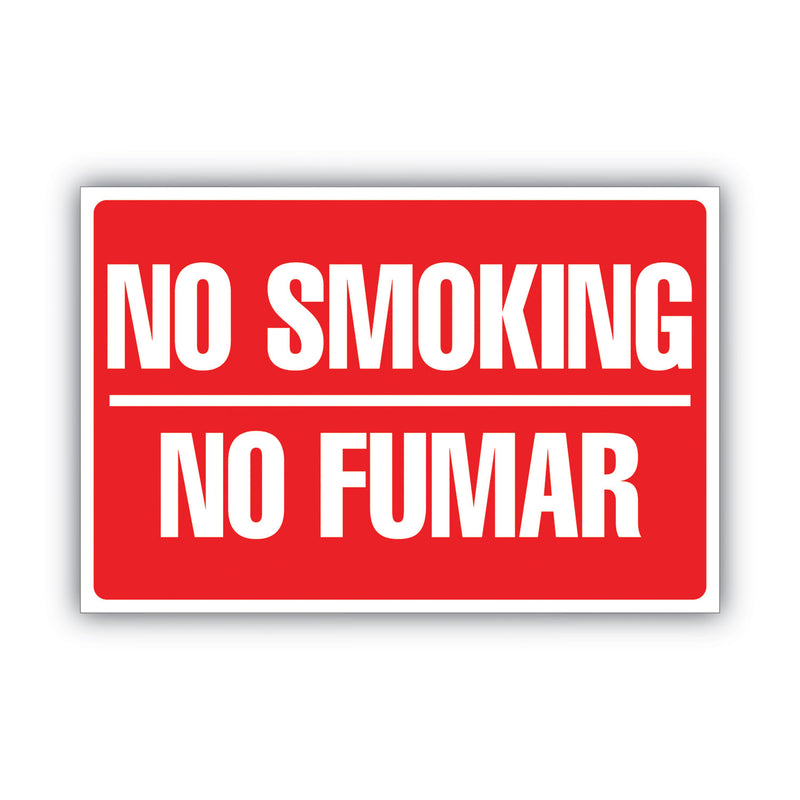 COSCO Two-Sided Signs, No Smoking/No Fumar, 8 x 12, Red