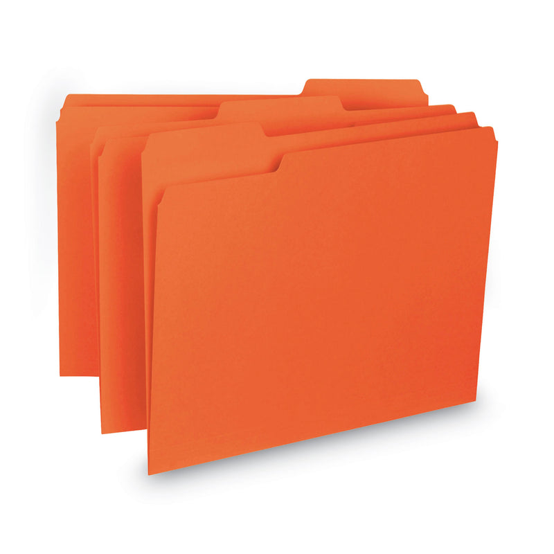 Smead Interior File Folders, 1/3-Cut Tabs: Assorted, Letter Size, 0.75" Expansion, Orange, 100/Box