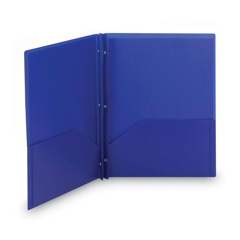 Smead Poly Two-Pocket Folder with Fasteners, 180-Sheet Capacity, 11 x 8.5, Blue, 25/Box