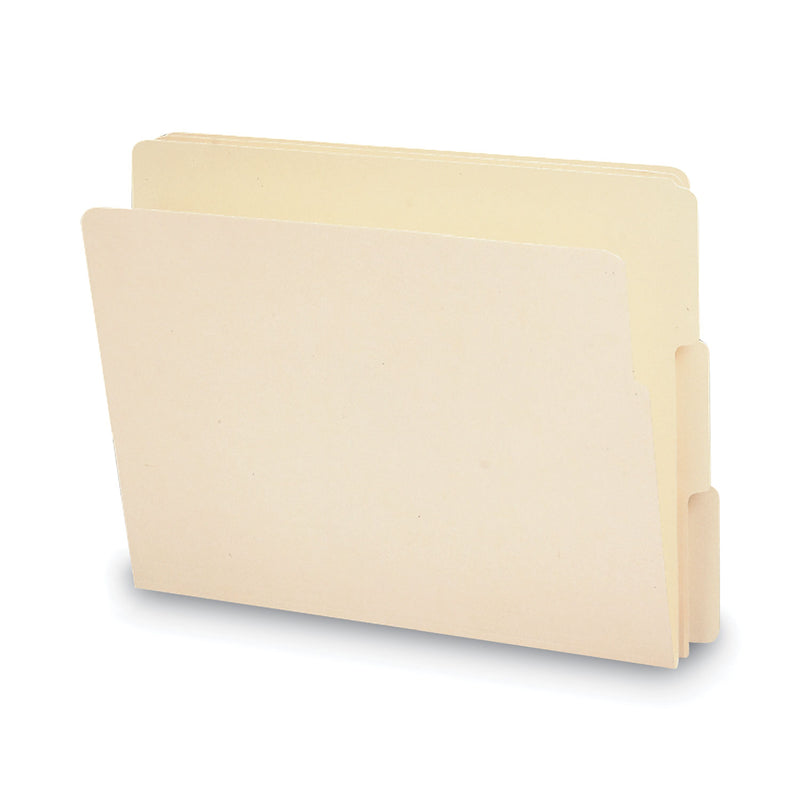 Smead Heavyweight Manila End Tab Folders, 9" High Front, 1/3-Cut Tabs: Assorted, Letter, 0.75" Expansion, Manila, 100/Box