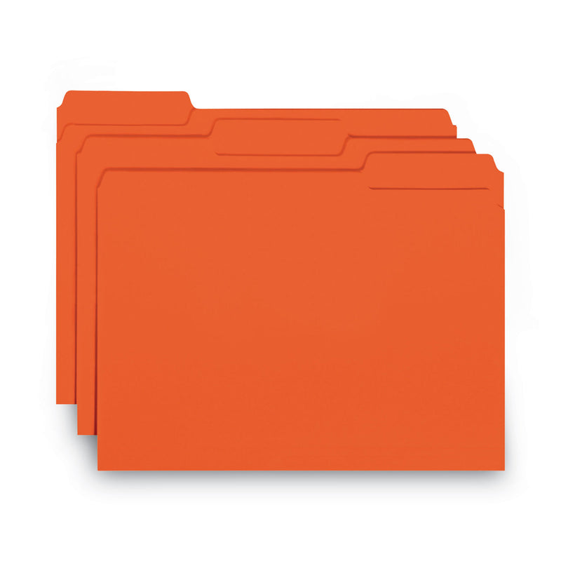 Smead Interior File Folders, 1/3-Cut Tabs: Assorted, Letter Size, 0.75" Expansion, Orange, 100/Box