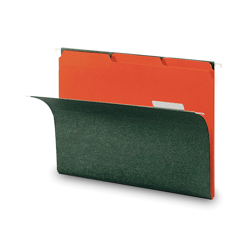 Smead Interior File Folders, 1/3-Cut Tabs: Assorted, Letter Size, 0.75" Expansion, Orange, 100/Box