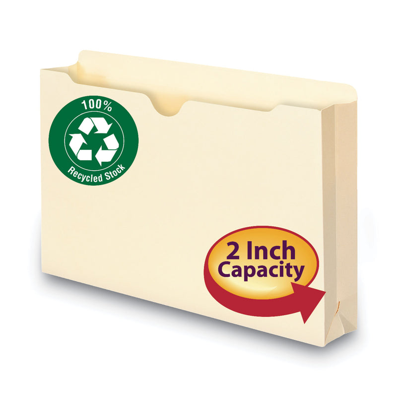 Smead 100% Recycled Top Tab File Jackets, Straight Tab, Legal Size, Manila, 50/Box