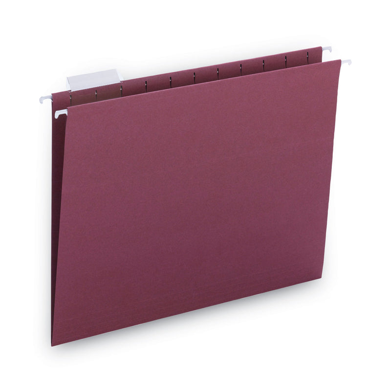 Smead Colored Hanging File Folders with 1/5 Cut Tabs, Letter Size, 1/5-Cut Tabs, Maroon, 25/Box