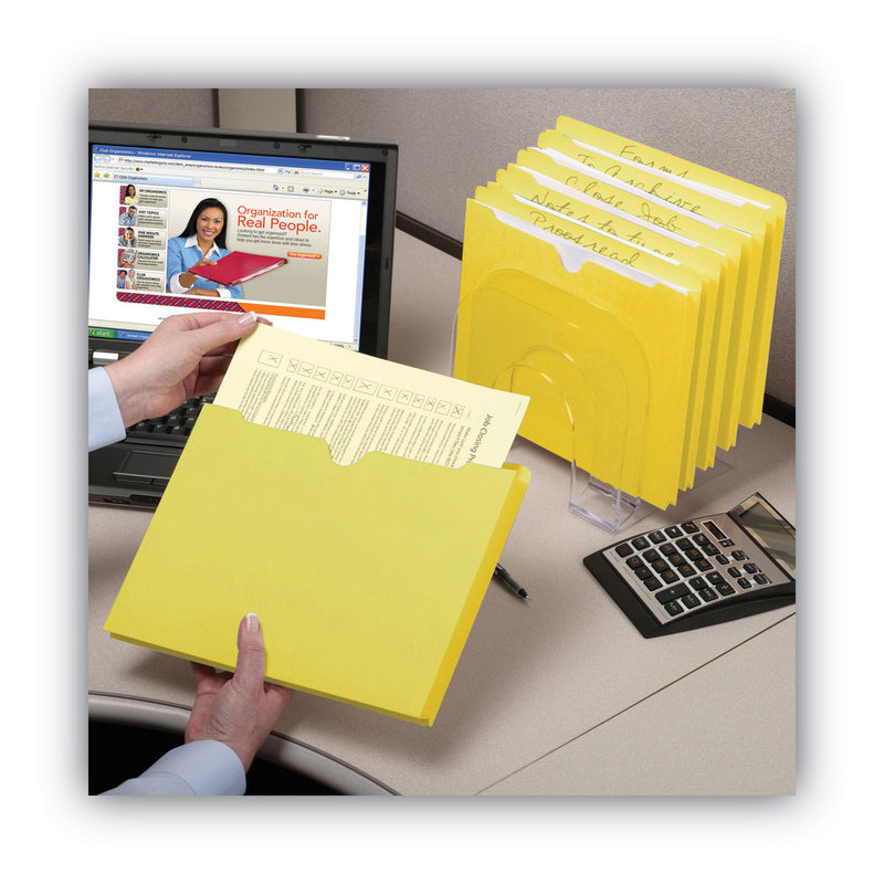 Smead Colored File Jackets with Reinforced Double-Ply Tab, Straight Tab, Letter Size, Yellow, 50/Box