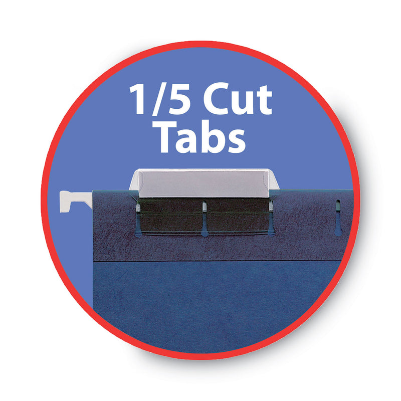 Smead Colored Hanging File Folders with 1/5 Cut Tabs, Letter Size, 1/5-Cut Tabs, Navy, 25/Box