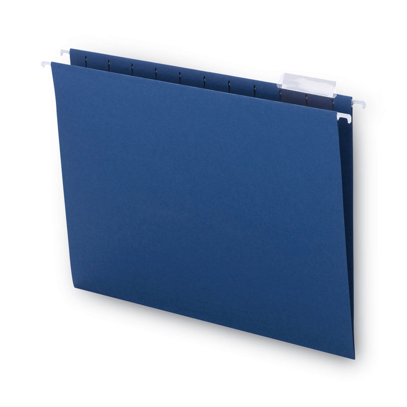 Smead Colored Hanging File Folders with 1/5 Cut Tabs, Letter Size, 1/5-Cut Tabs, Navy, 25/Box