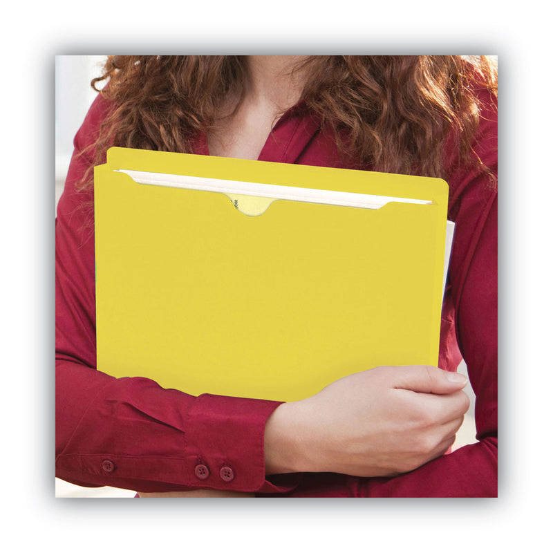 Smead Colored File Jackets with Reinforced Double-Ply Tab, Straight Tab, Letter Size, Yellow, 50/Box